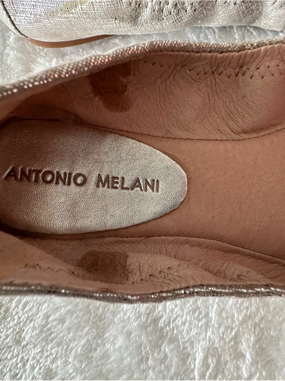 ANTONIO MELANI Silver Crystal-Embellished Ballet Flats